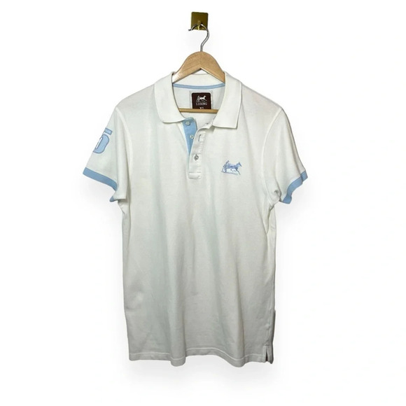 Vintage Lodin G Embroidered Golf Polo in White/Light Blue Size XL - Picture 1 of 10